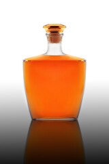 glass bottle for alcohol on white background