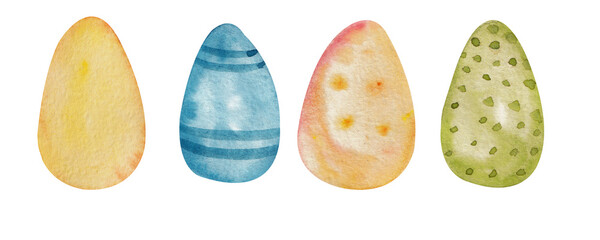 set of watercolor Easter eggs. These elements can be used on Easter cards.