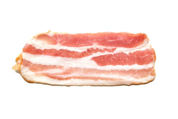 Bacon strip, raw smoked pork meat slice isolated on white