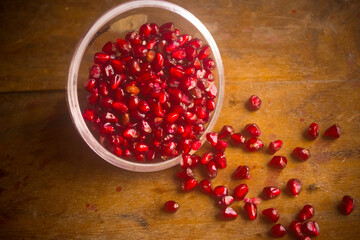fresh red ripe pomegranate selective focus images.