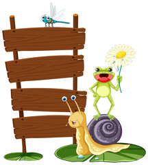 Empty board template with snail and insects