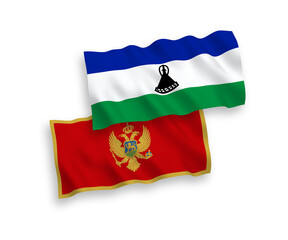 Fototapeta premium Flags of Montenegro and Lesotho on a white background