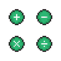 Calculation circle button with pixel concept.