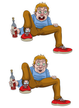Clochard ou mendiant avec sa bouteille de vin