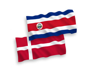 Flags of Denmark and Republic of Costa Rica on a white background