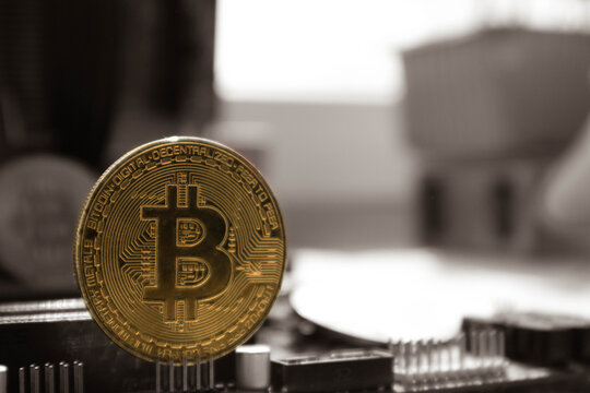 Crypto currency bitcoin. e-currency eth. High quality photo