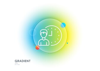 Business project deadline line icon. Gradient blur button with glassmorphism. Working hours or Time management sign. Transparent glass design. Working hours line icon. Vector