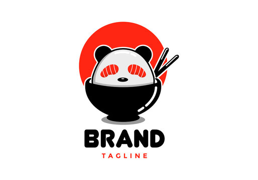 sushi-eyed panda logo, suitable for sushi food brands, restaurants, cafes, and others.