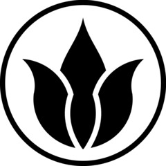 Floral emblem vector icon. Growing plant with leaves illustration