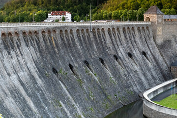 Masonry dam of the Edersee in Hesse, Germany