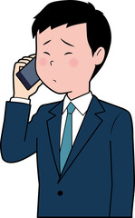 電話で赤面する男性ビジネスマン