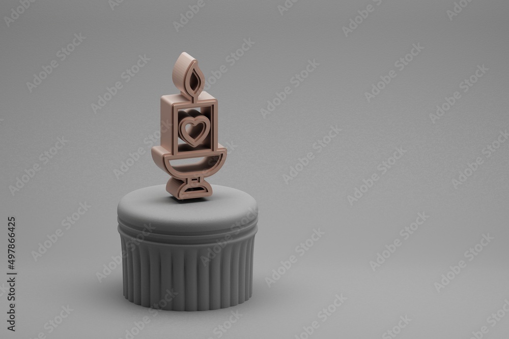 Aufkleber Beautiful abstract illustrations candle with heart symbol icons on a column and wonderful background. 3d rendering illustration. Background pattern for design. Mothers Day.