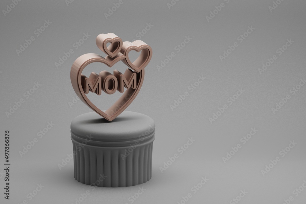 Poster beautiful abstract illustrations word mom with heart symbol icons on a column and wonderful backgrou