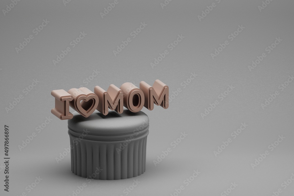 Poster beautiful abstract illustrations words i love mom and heart symbol icons on a column and wonderful b
