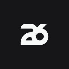 Number 26 monogram logo design.