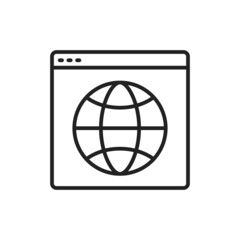 Browser with internet icon thin line icon. Linear symbol. Vector illustration..