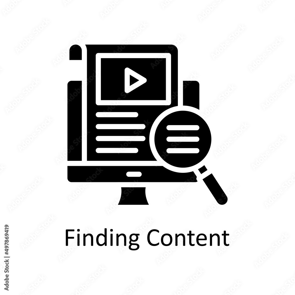 Poster finding content vector solid icon design illustration. educational technology symbol on white backgr