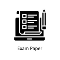 Exam Paper vector Solid Icon Design illustration. Educational Technology Symbol on White background EPS 10 File