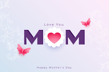 Fototapeta na wymiar elegant mothers day special card with flying butterlies