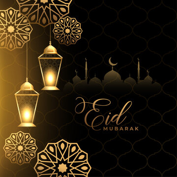 islamic decorative eid mubrak social media wishes greeting design