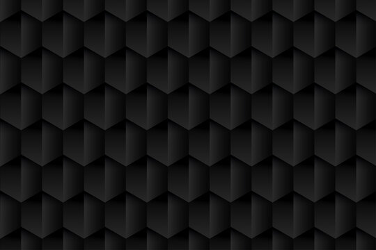 black wallpaper in 3d hexagonal background