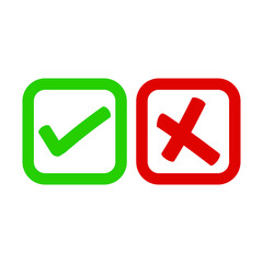 Check mark green and red line icons. Vector illustration. eps - Vector