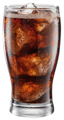 Cold glass of cola drink with ice cubes isolated on white background. File contains clipping path.