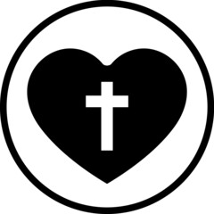 Christian love. Heart and cross vector icon