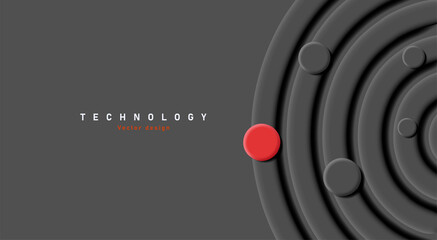 Wallpaper with mono chrome black circles rings and red accent