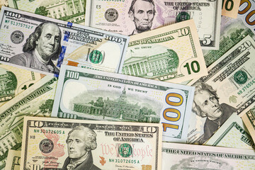 Dollar banknotes front and reverse sides