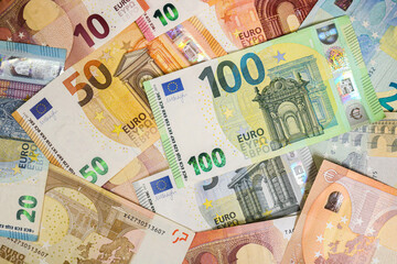Euro banknotes front and reverse sides