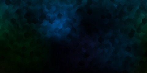 Obraz premium Dark blue, green vector pattern with hexagons.