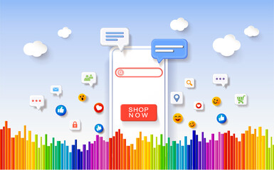 Smart Phone Application, Shopping online sale on website. Vector illustration about shopping online