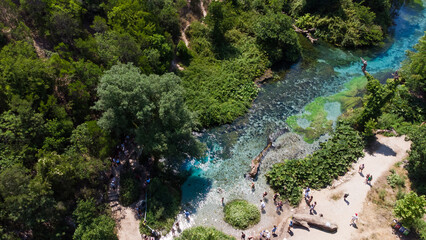 lake with blue water blue eye in albania