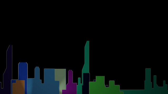 Animazione Skyline edifici con luna in movimento