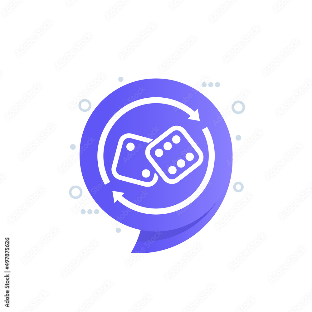 Poster dice vector icon with arrows
