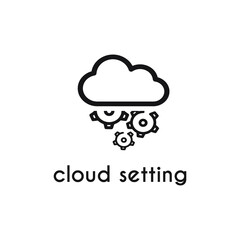 simple black cloud setting icon