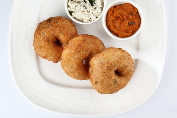 Vada / Medu vadai with sambar - Popular South Indian snack