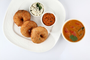 Vada / Medu vadai with sambar - Popular South Indian snack