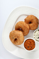 Vada / Medu vadai with sambar - Popular South Indian snack