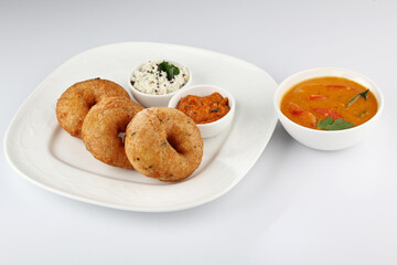 Vada / Medu vadai with sambar - Popular South Indian snack