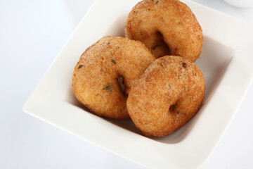 Vada / Medu vadai with sambar - Popular South Indian snack