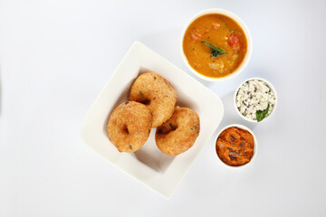 Vada / Medu vadai with sambar - Popular South Indian snack