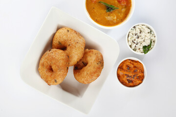 Vada / Medu vadai with sambar - Popular South Indian snack
