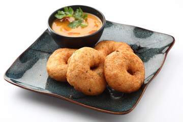 Vada / Medu vadai with sambar - Popular South Indian snack