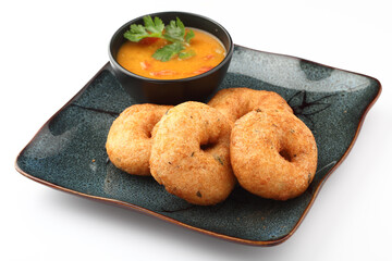 Vada / Medu vadai with sambar - Popular South Indian snack
