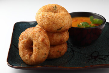 Vada / Medu vadai with sambar - Popular South Indian snack