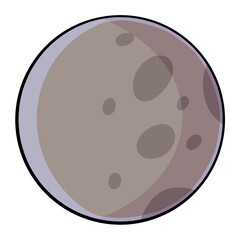 Cartoon illustration of full moon on white background