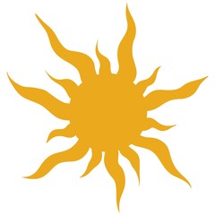 Cartoon doodle sun on white background