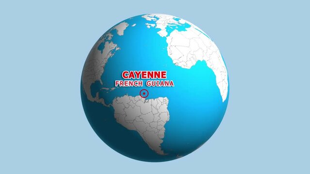 FRENCH GUIANA CAYENNE ZOOM IN FROM SPACE
